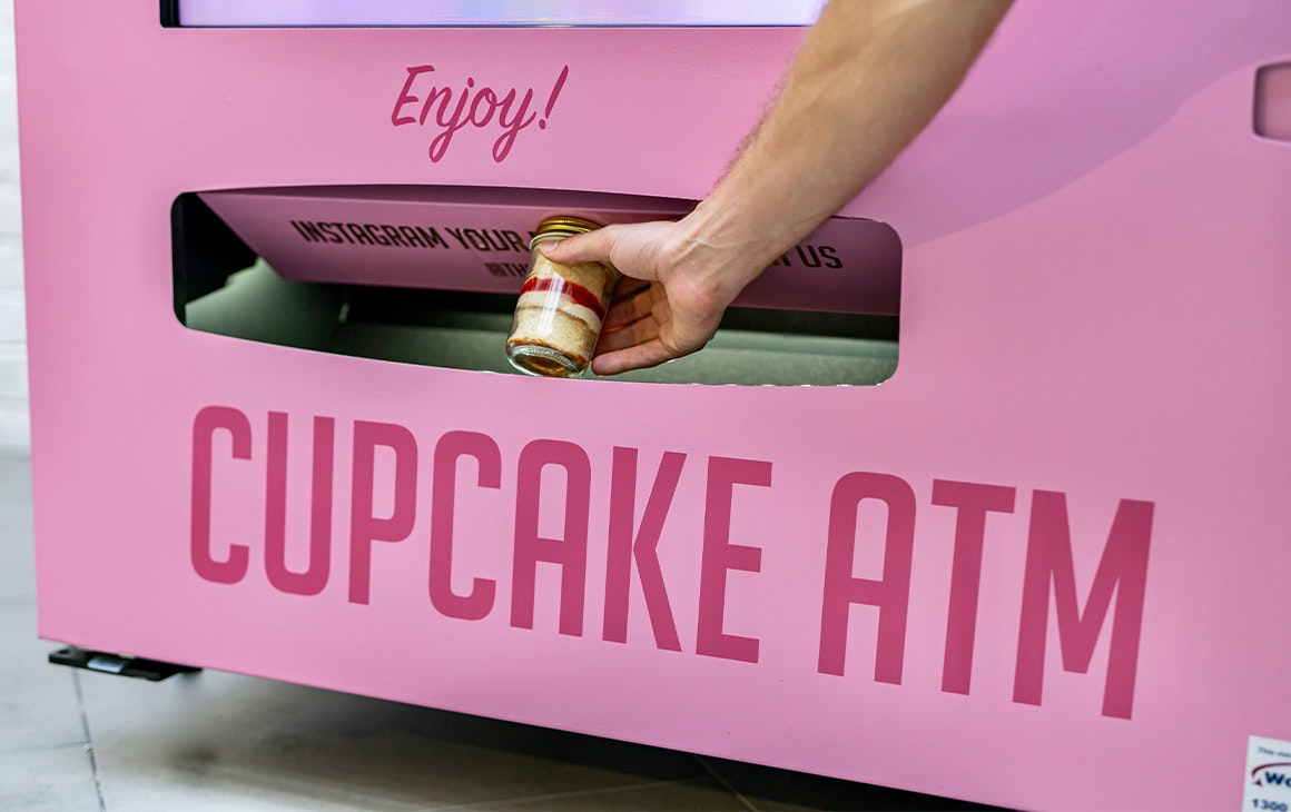the opening slot of a pink cake atm